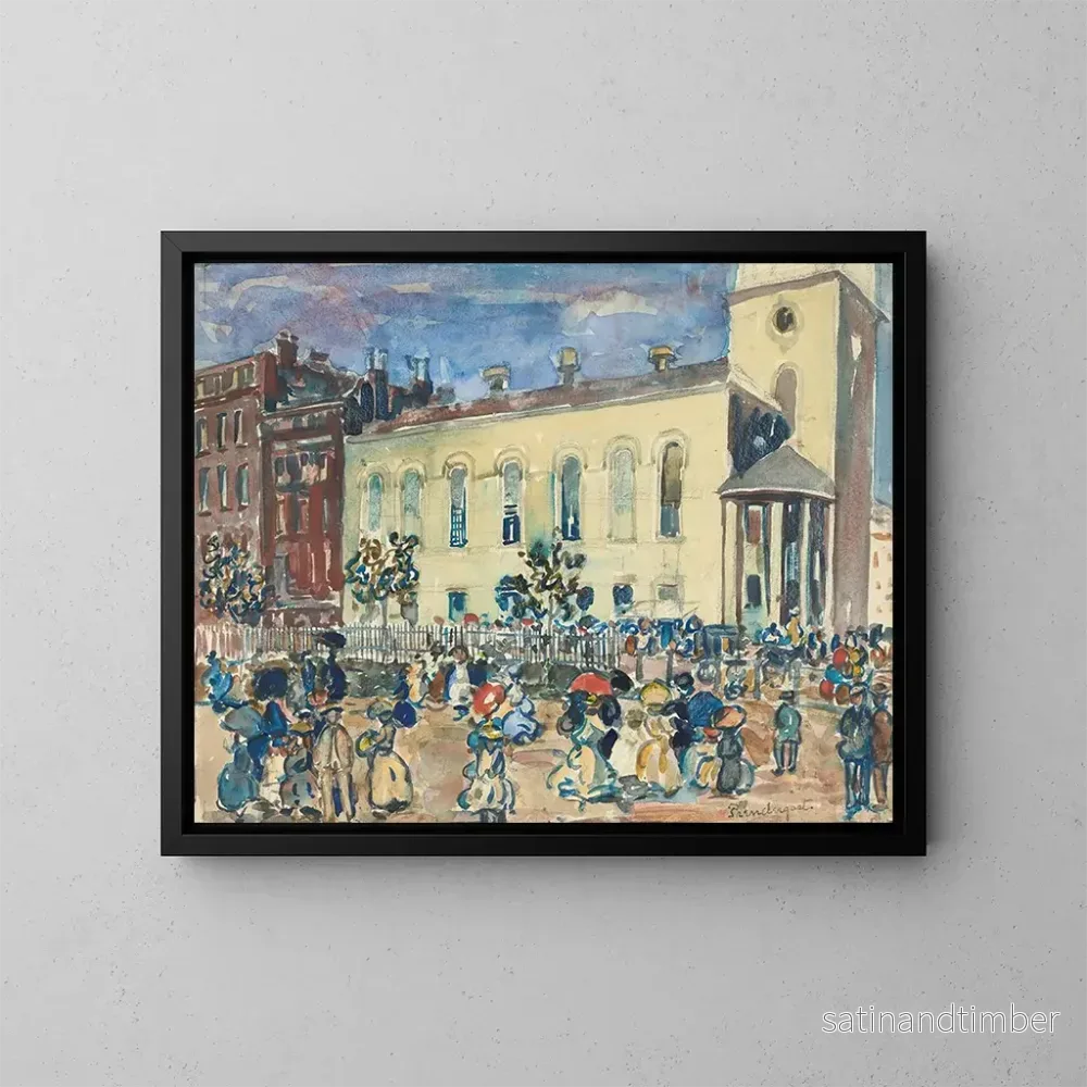Reproduktion av målningen av Park Street-kyrkan i Boston – Maurice Prendergast