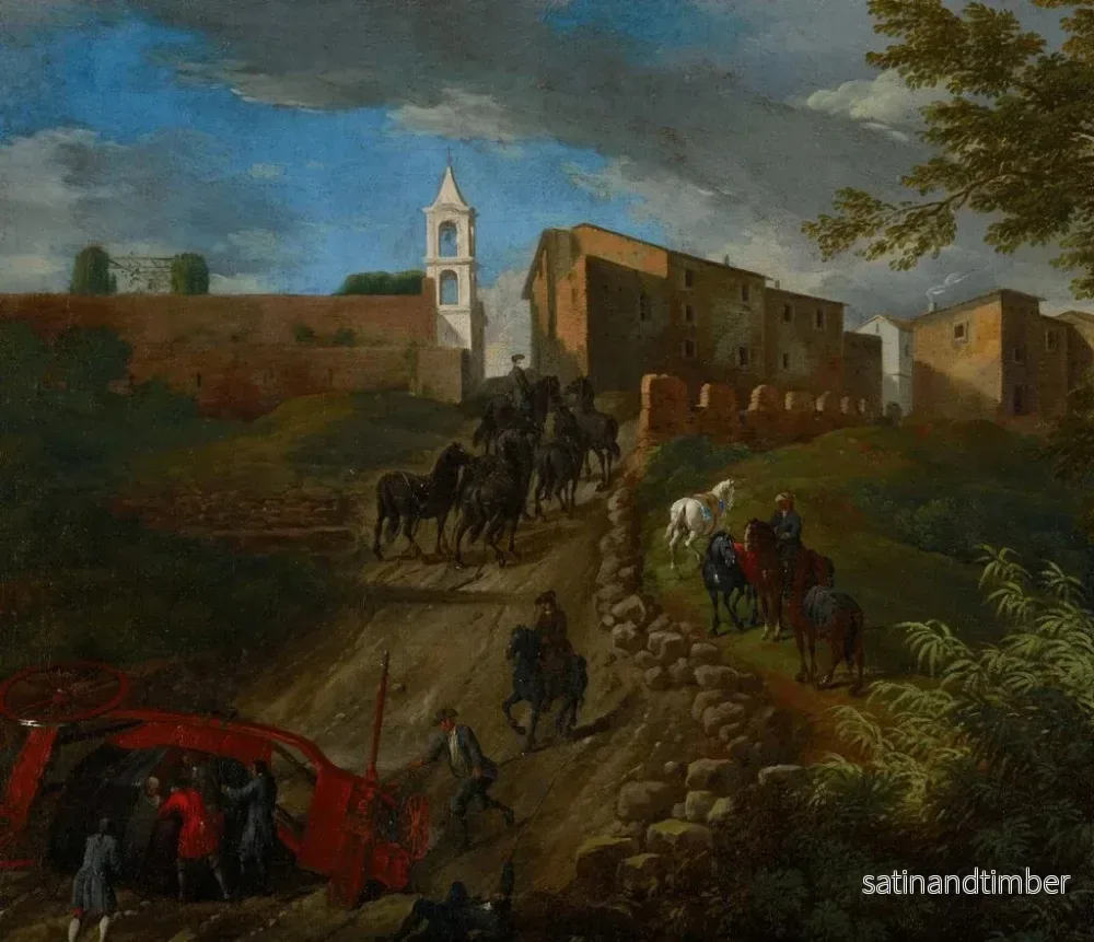 Reproduktion av målningen av coachar och resenärer vid Madonna del Riposo nära Rom - Pieter van Bloemen - Bild 2
