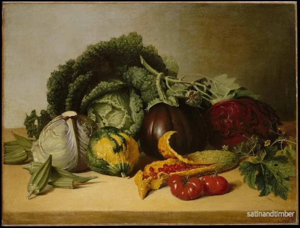 Reproduktion av målningen av naturtavla med balsamäpple och grönsaker - James Peale - Bild 2