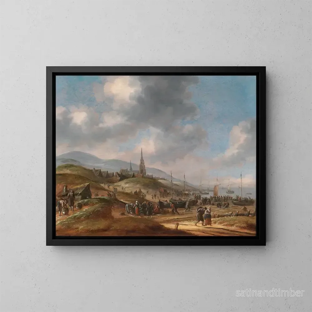 Reproduktion av målningen av stranden i Scheveningen - Thomas Heeremans