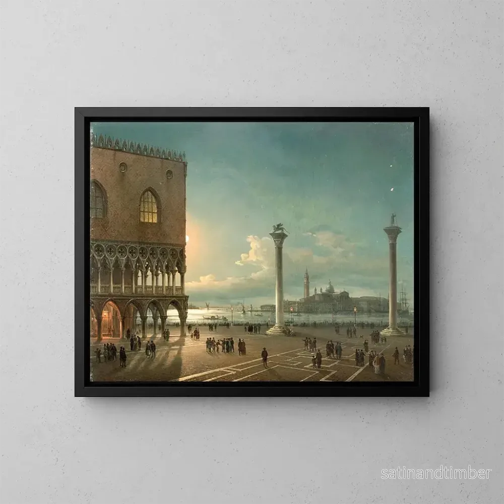 Reproduktion av målningen La Piazzetta de San Marco au clair de lune à Venise – Giovanni Grubacs Reproduktion av målningen La Piazzetta de San Marco au clair de lune à Venise – Giovanni Grubacs