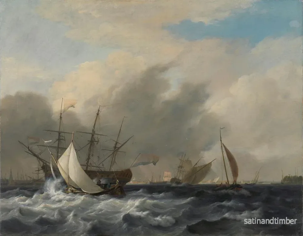 Reproduktion av målningen Le vaisseau de guerre de la marine à Amsterdam au Westerlaag à Amsterdam - Nicolaas Baur - Bild 2