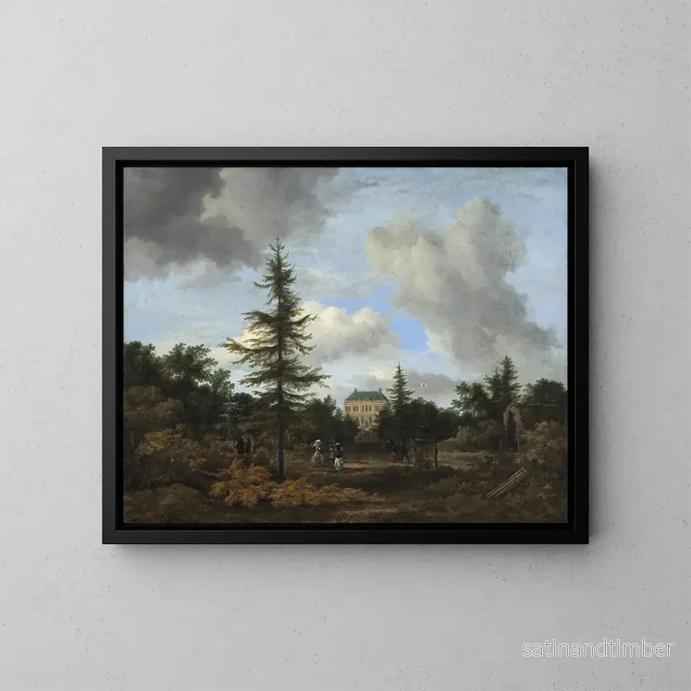 Reproduktion av målningen av ett lantligt hus i en park - Jacob van Ruisdael