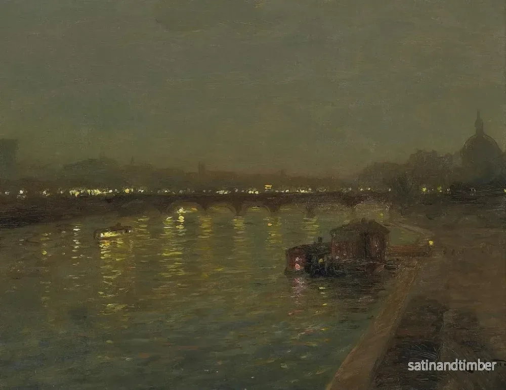 Reproduktion av målningen Lumières sur le pont Saint-Pré de Paris - François-Charles Cachoud - Bild 2