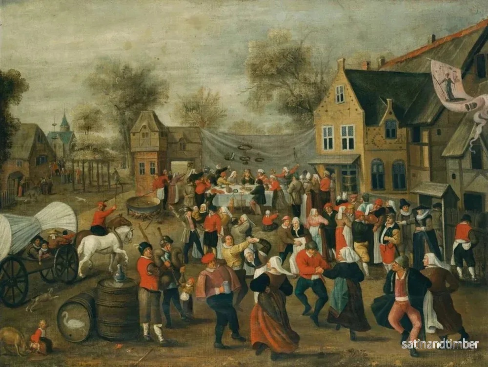 Reproduktion av målningen En bröllopsfest i en by - Ecole de Marten van Cleve l'Ancien - Bild 2