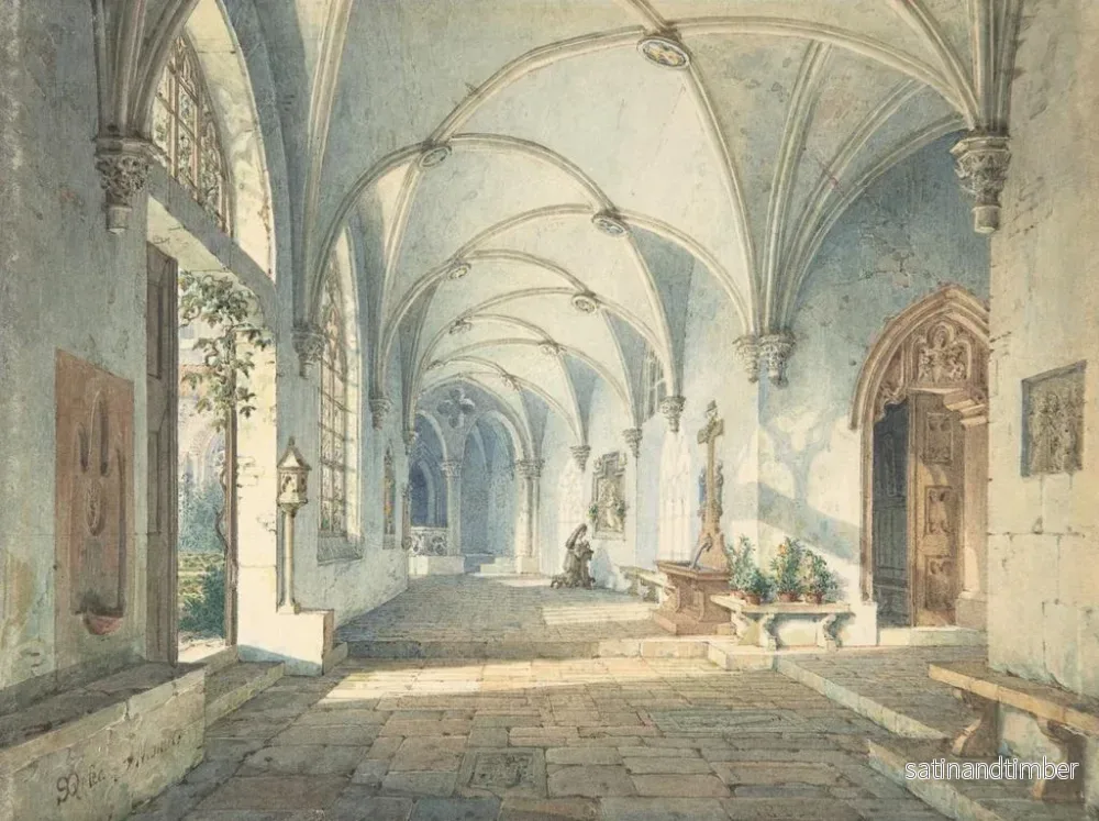 Reproduktion av målningen Cloître dans un couvent - Simon Quaglio - Bild 2