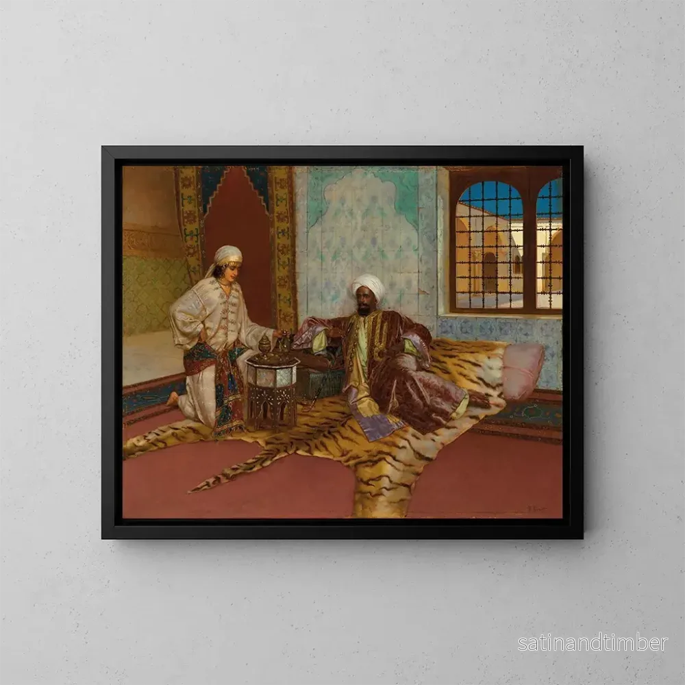 Reproduktion av målningen Le fumeur de narghilé - Rudolf Ernst