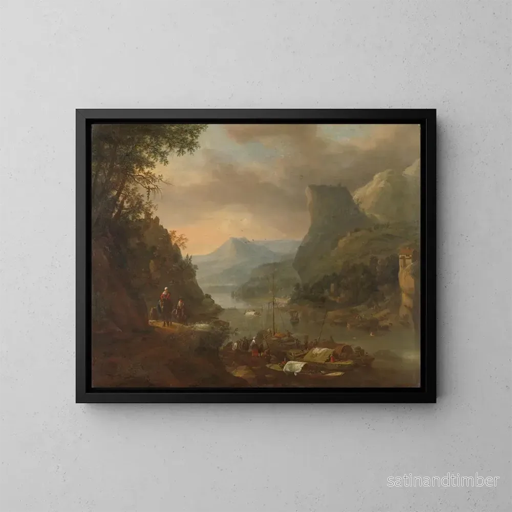 Reproduktion av målningen Vue de rivière dans une région montagneuse – Herman Saftleven