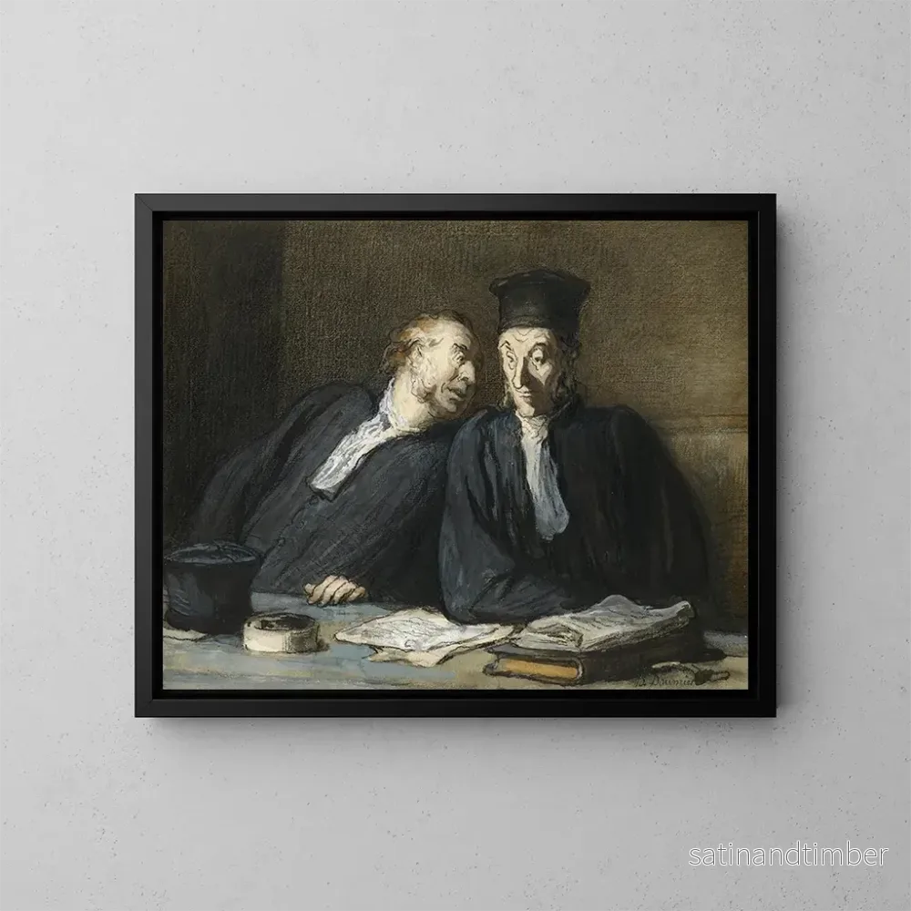 Reproduktion av målningen av två advokater i samtal - Honoré Daumier