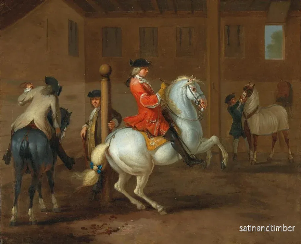 Reproduktion av målningen En ryttare på en grå häst i en ridskola - Johann Georg de Hamilton - Bild 2