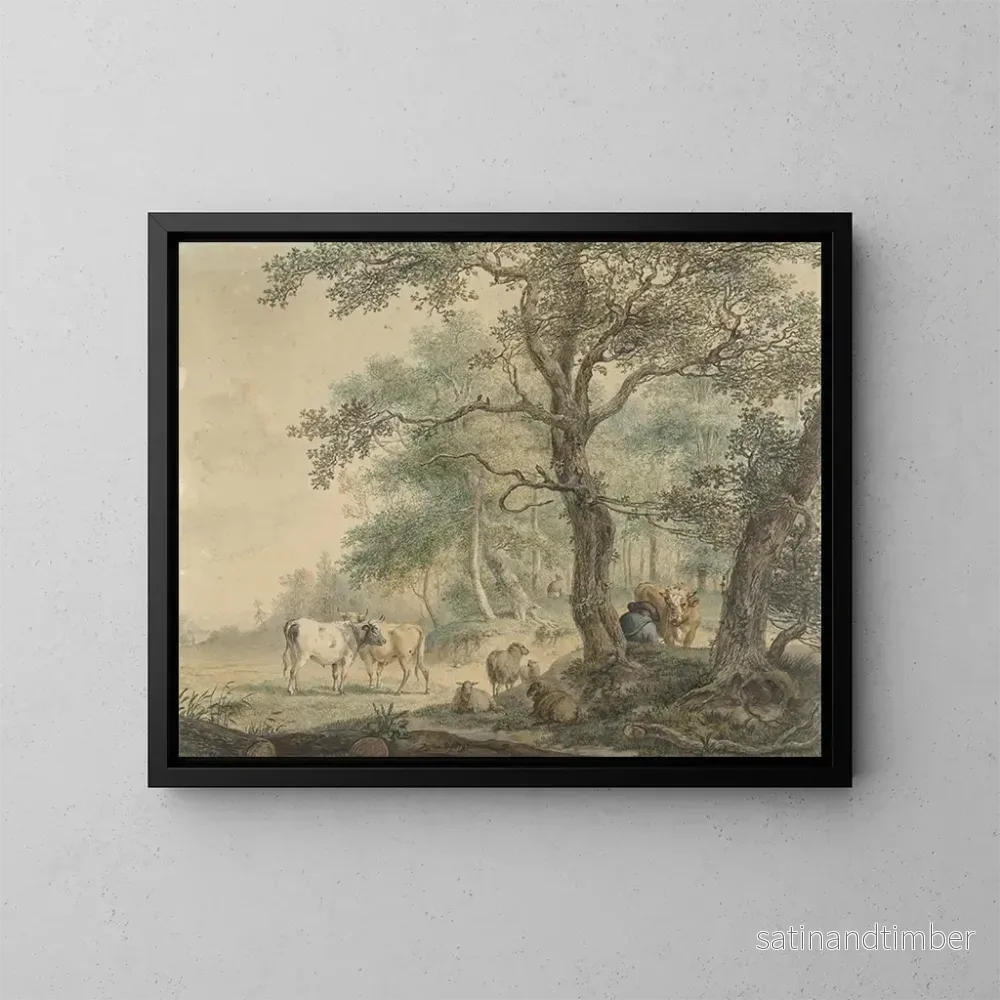 Reproduktion av målningen Landskap med två herdar och boskap - Pieter Gerardus van Os