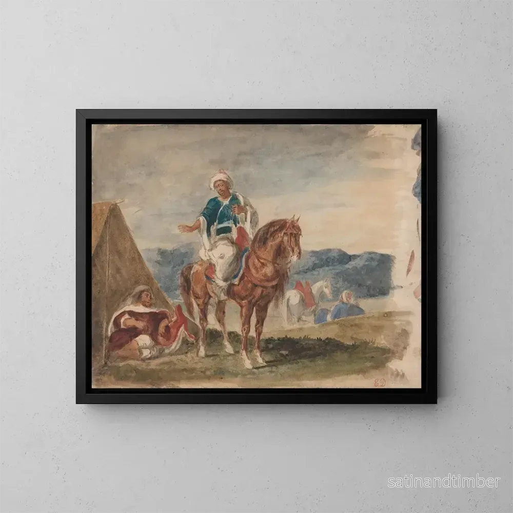 Reproduktion av målningen Tre arabiska ryttare i ett läger – Eugène Delacroix Reproduktion av målningen Tre arabiska ryttare i ett läger – Eugène Delacroix