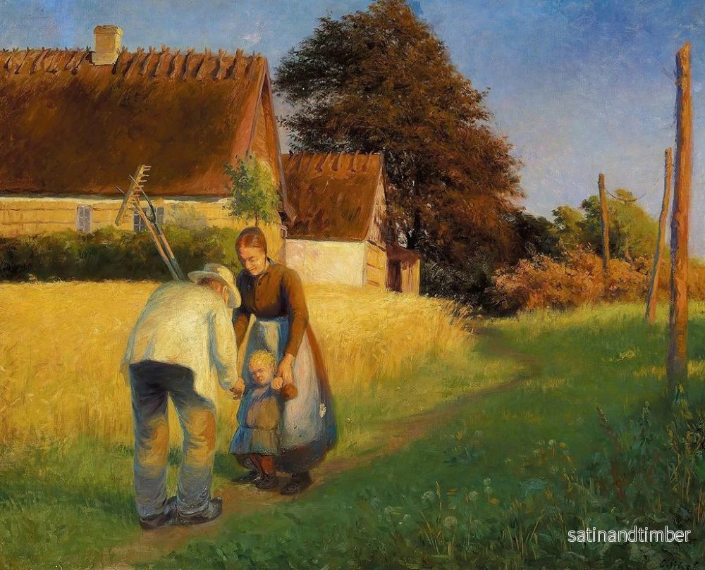 Reproduktion av målningen En liten flicka hälsar på en arbetare som är på väg hem - Cilius Andersen - Bild 2