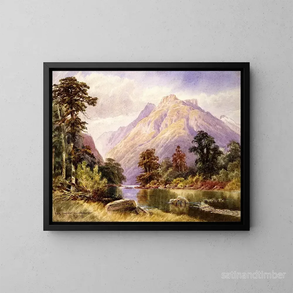 Reproduktion av målningen Montagnes Wick, Upper Arthur River – Laurence William Wilson Reproduktion av målningen Montagnes Wick, Upper Arthur River – Laurence William Wilson