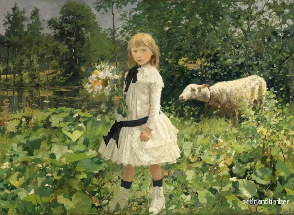 Reproduktion av målningen Mademoiselle Strobbe i en park - Jean-Baptiste Degreef - Bild 2