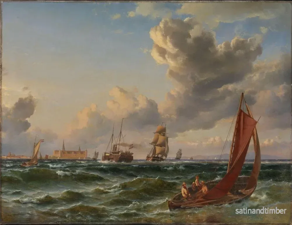 Reproduktion av målningen Parti de la mer de Øresund med Kronborg - Carl Frederik Sørensen - Bild 2