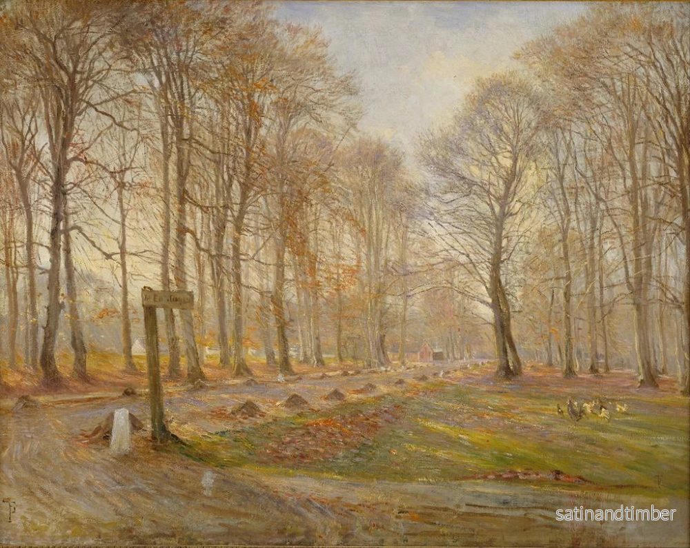 Reproduktion av målningen av sen höstdag i Jægersborgs hjortpark norr om Köpenhamn - Theodor Philipsen - Bild 2