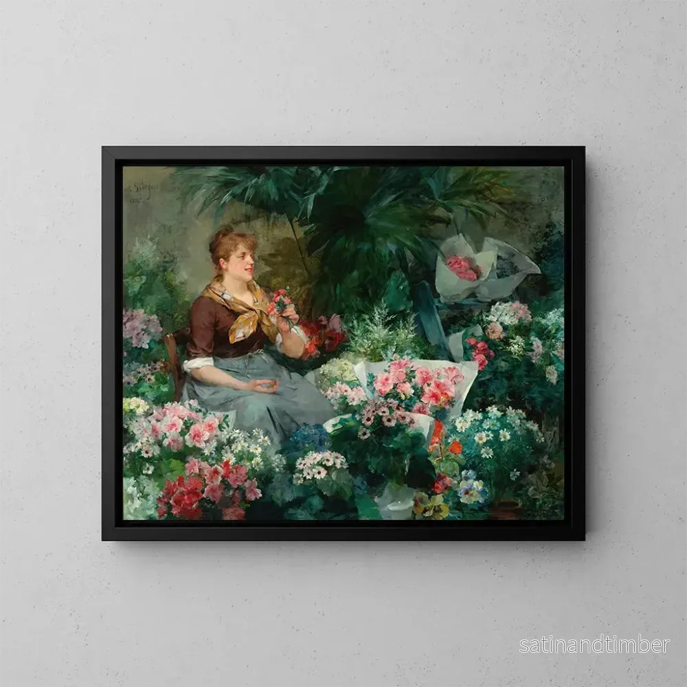 Reproduktion av målningen Le Vendeur de fleurs - Louis Marie de Schryver