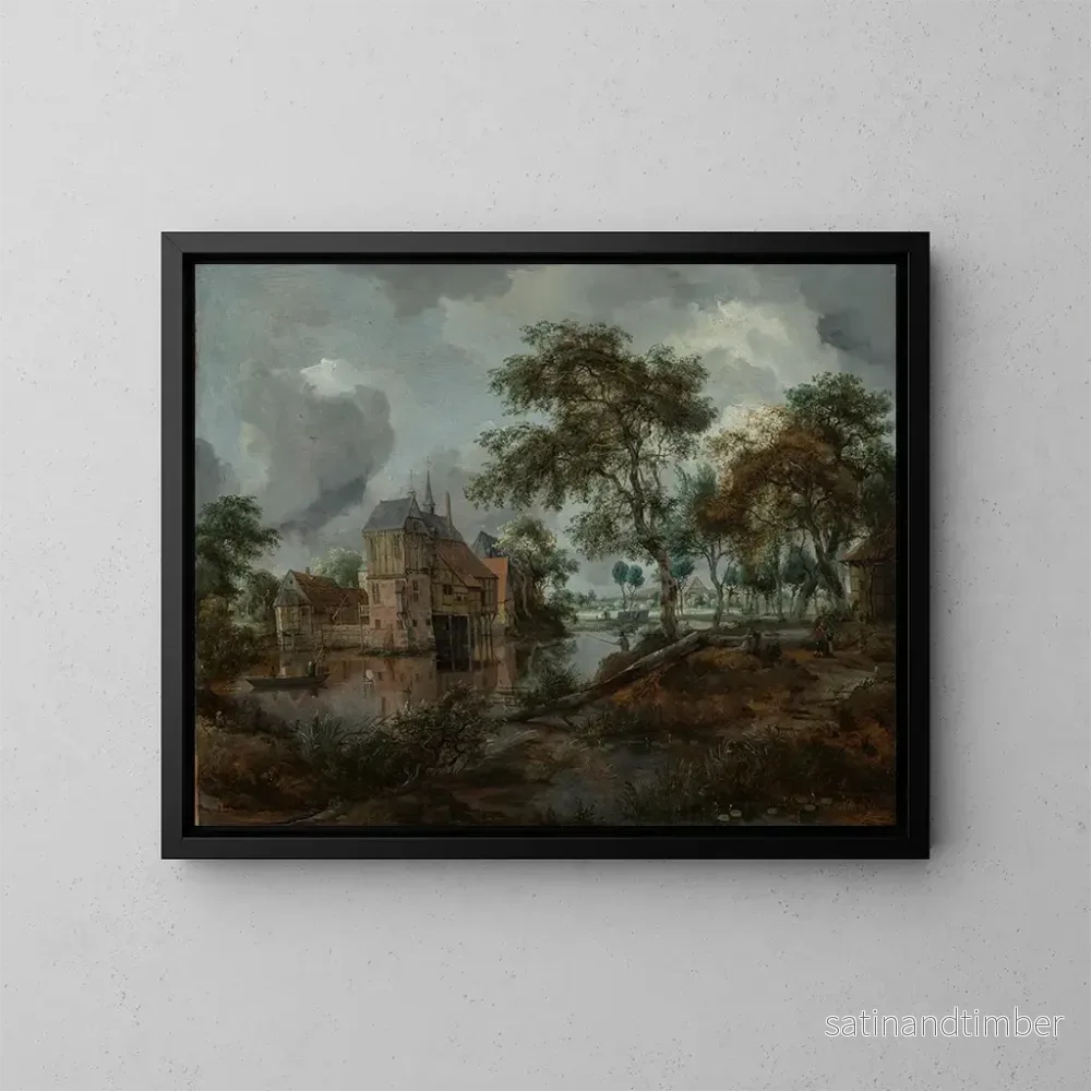 Reproduktion av målningen Le château d'Ootmarsum - Meindert Hobbema