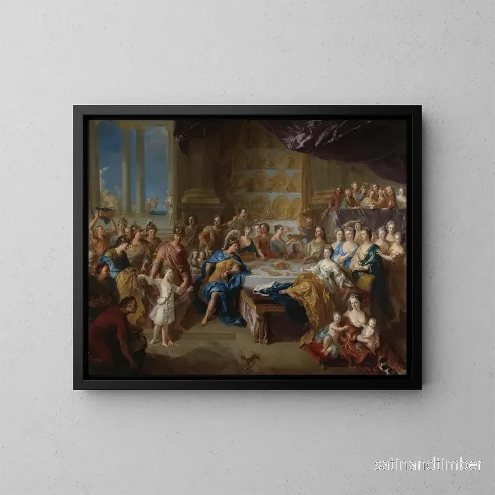 Reproduktion av målningen Le festin de Didon et Énée, un portrait allégorique de la famille du duc et de la duchesse du Maine - Jean-François de Troy