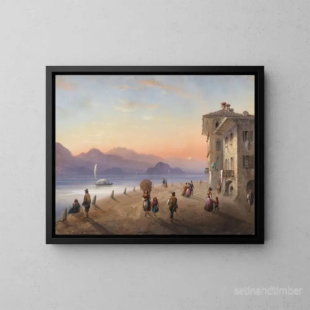 Reproduktion av målningen Palazzo Borromeo på Isola Bella vid Maggiore-sjön – Carlo Bossoli Reproduktion av målningen Palazzo Borromeo på Isola Bella vid Maggiore-sjön – Carlo Bossoli