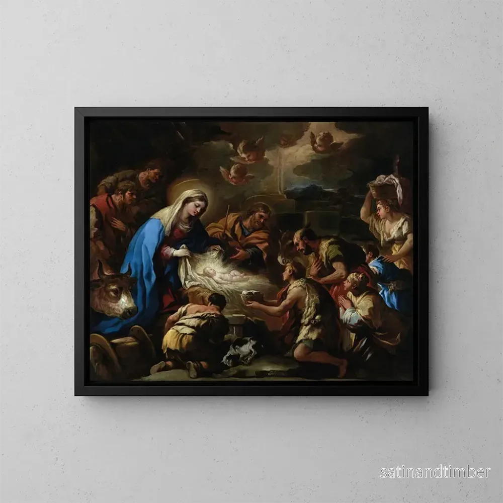 Reproduktion av målningen L'Adoration des bergers - Luca Giordano