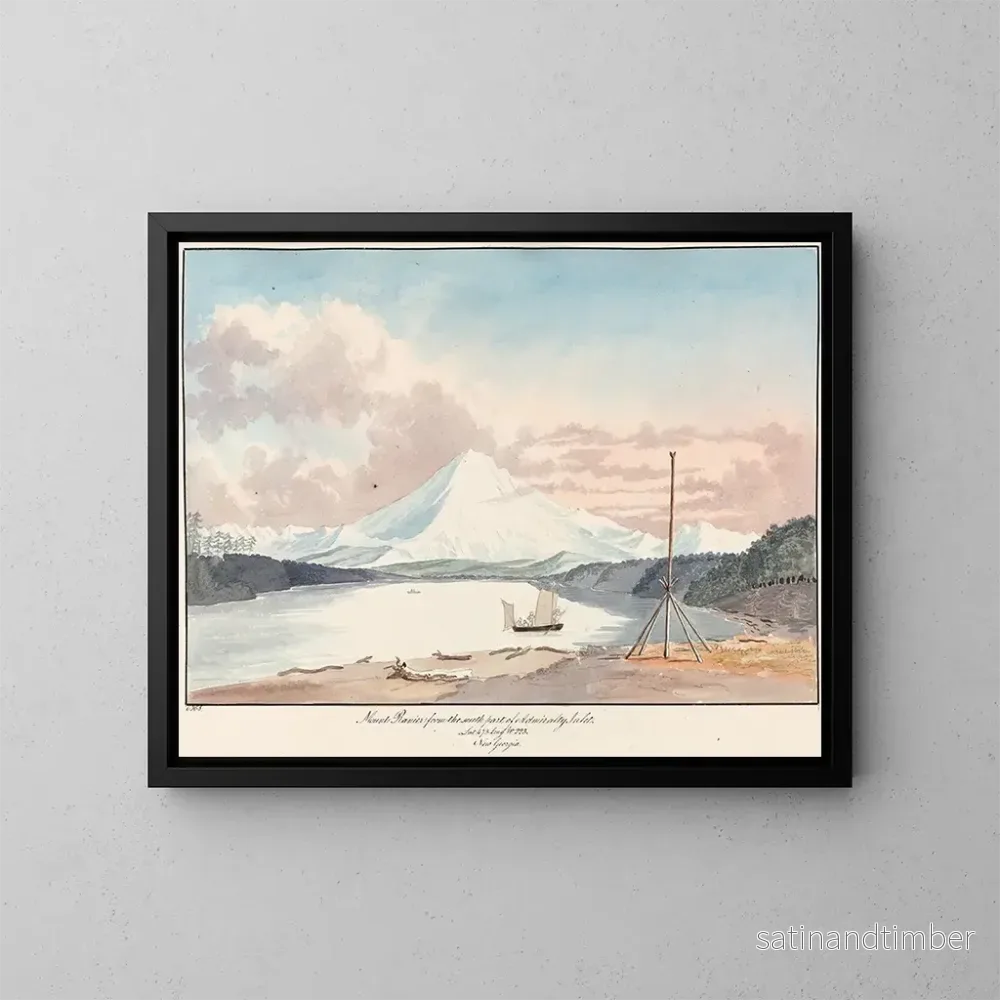 Reproduktion av målningen Mont Rainier från den södra delen av Admiralty-inloppet - Charles Hamilton Smith