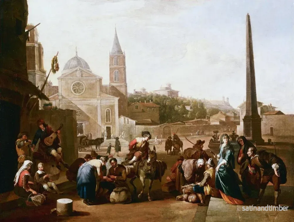 Reproduktion av målningen La Piazza del Popolo i Rom - Johannes Lingelbach - Bild 2