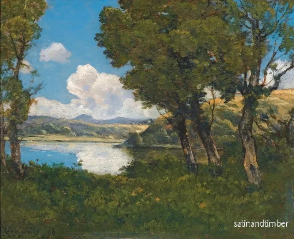Reproduktion av målningen vid sjöns strand - Henri-Joseph Harpignies - Bild 2