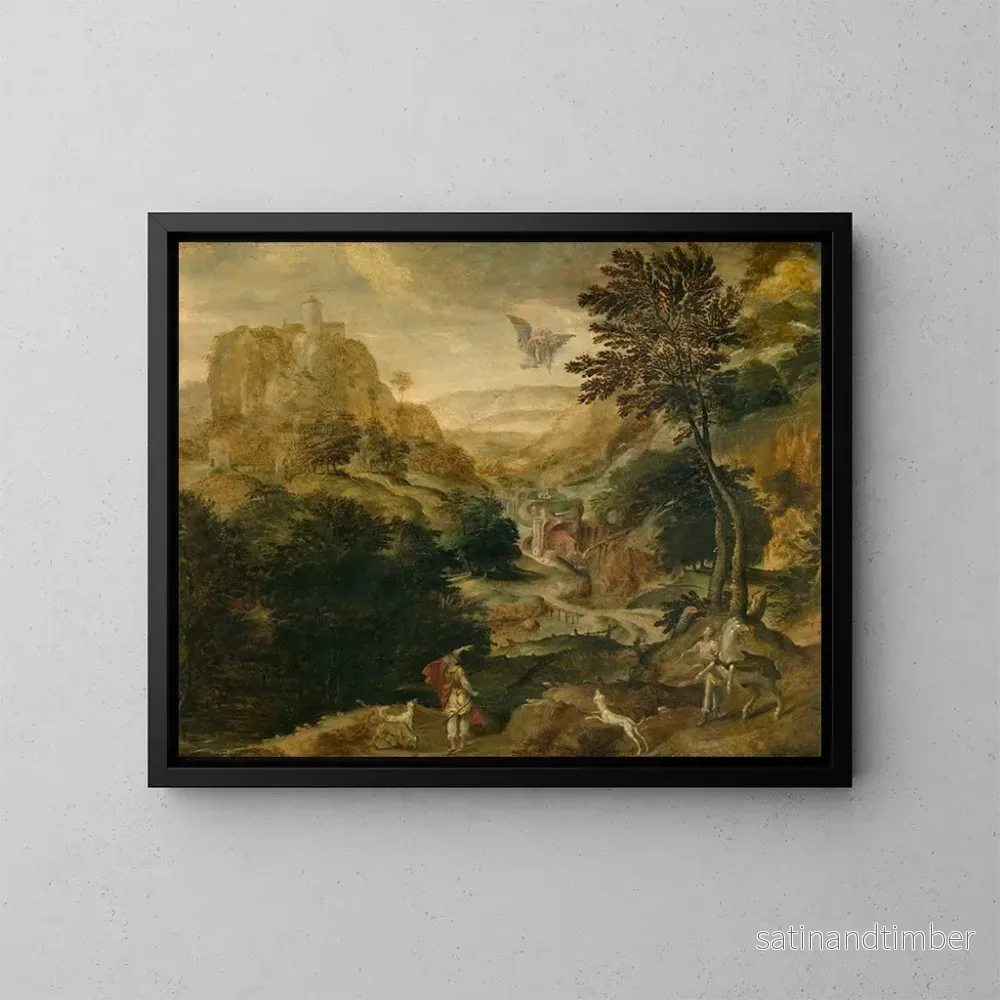 Reproduktion av målningen Le Viol de Ganymède - Paul Bril