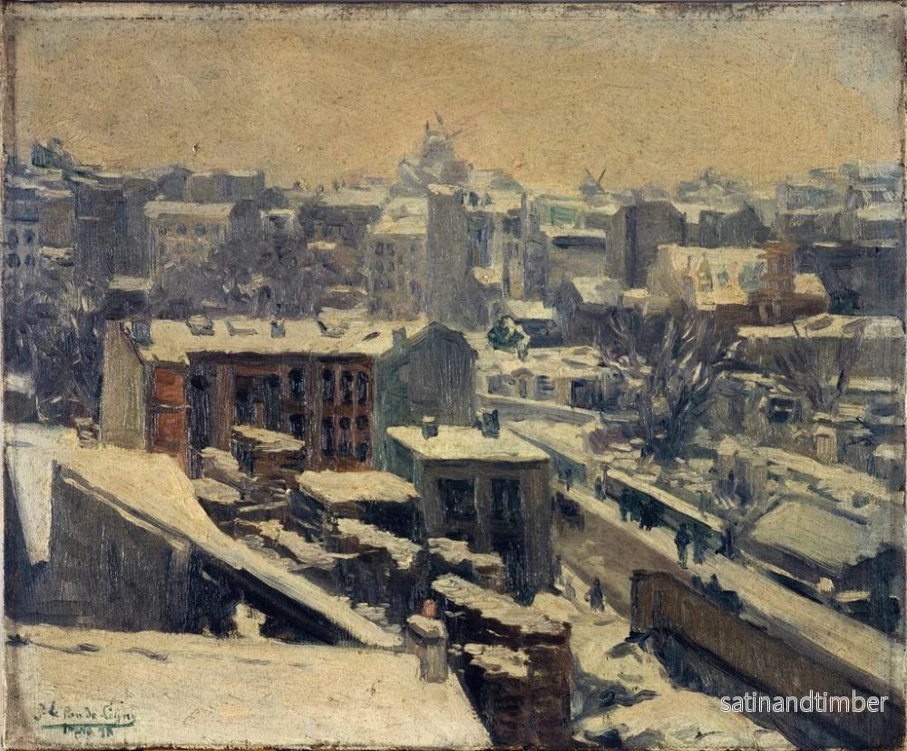 Reproduktion av målningen Montmartre under snön, plats för den nya hippodromen - Joseph Le Pan de Ligny - Bild 2