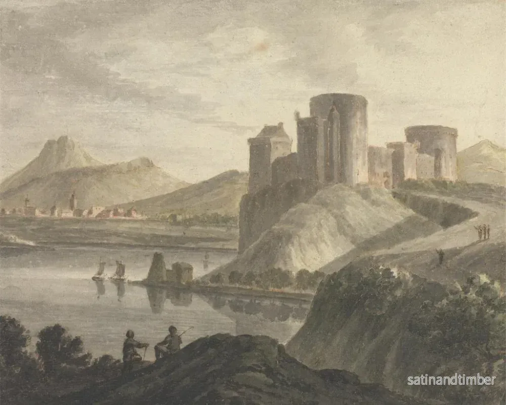 Reproduktion av målningen Château med figurer i ett klassiskt landskap - Robert Adam - Bild 2