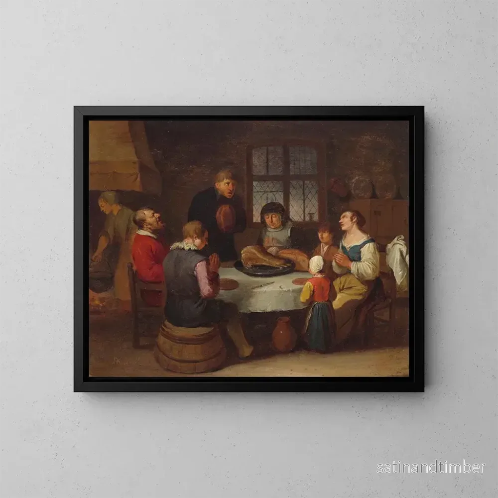 Reproduktion av målningen Bön före måltiden - Egbert van Heemskerck