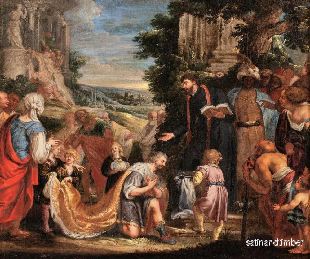 Reproduktion av målningen av Sankt Thomas aposteln döper den indo-parthiske kungen Gudnaphar - Johann König - Bild 2
