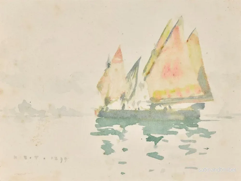 Reproduktion av målningen Barges vénitiennes - Henry Scott Tuke - Bild 2