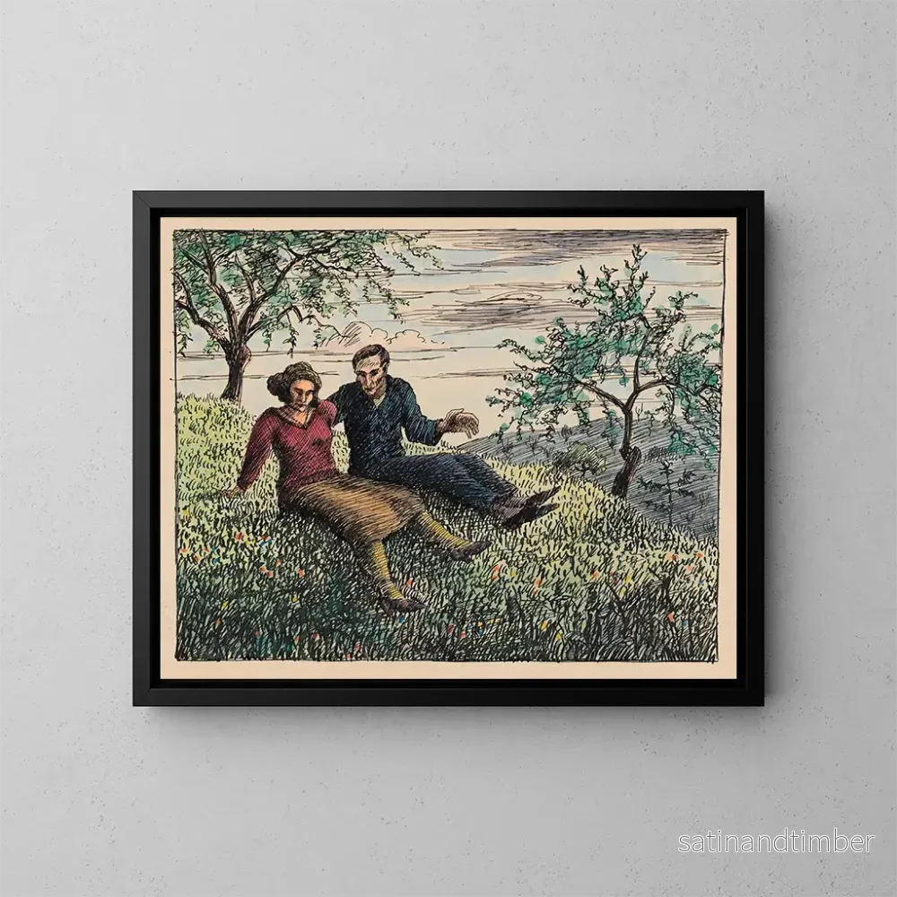 Reproduktion av målningen Conversation dans l'herbe - Karl Wiener
