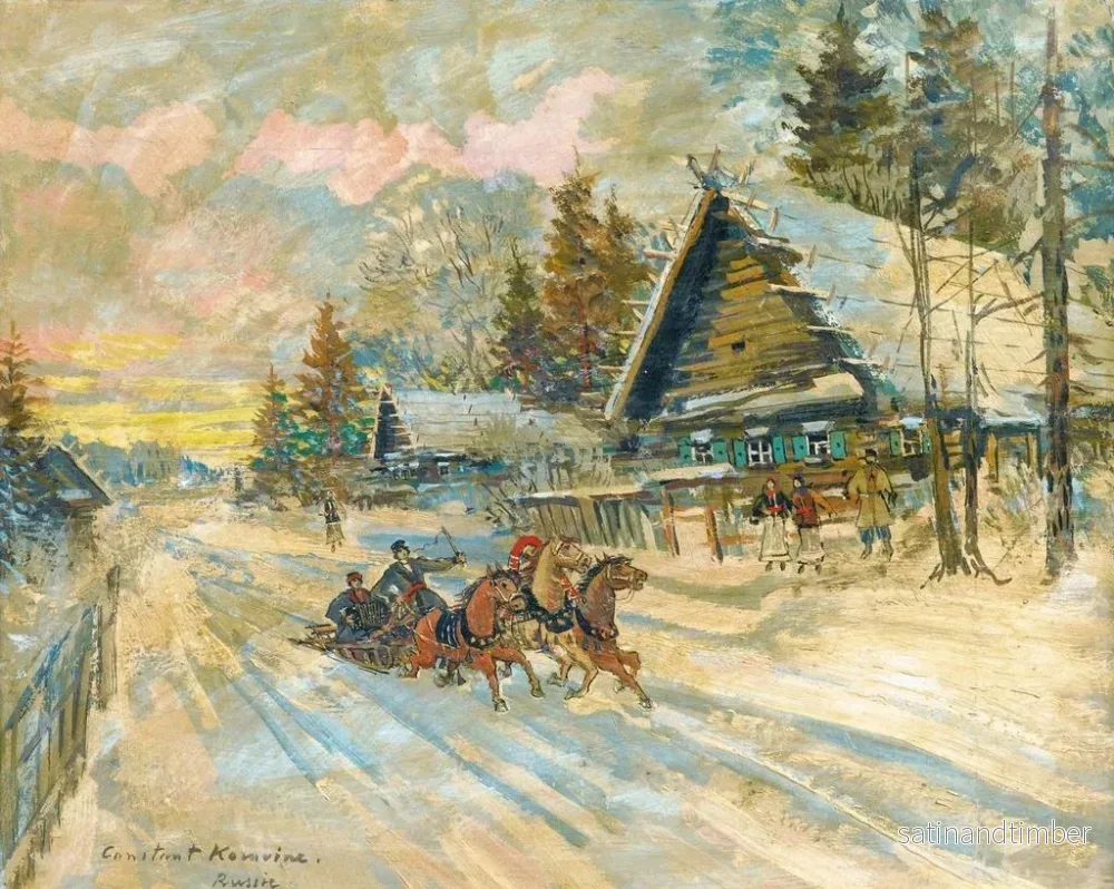 Reproduktion av målningen Accordéonist i en släde - Konstantin Alexeïevitch Korovine - Bild 2