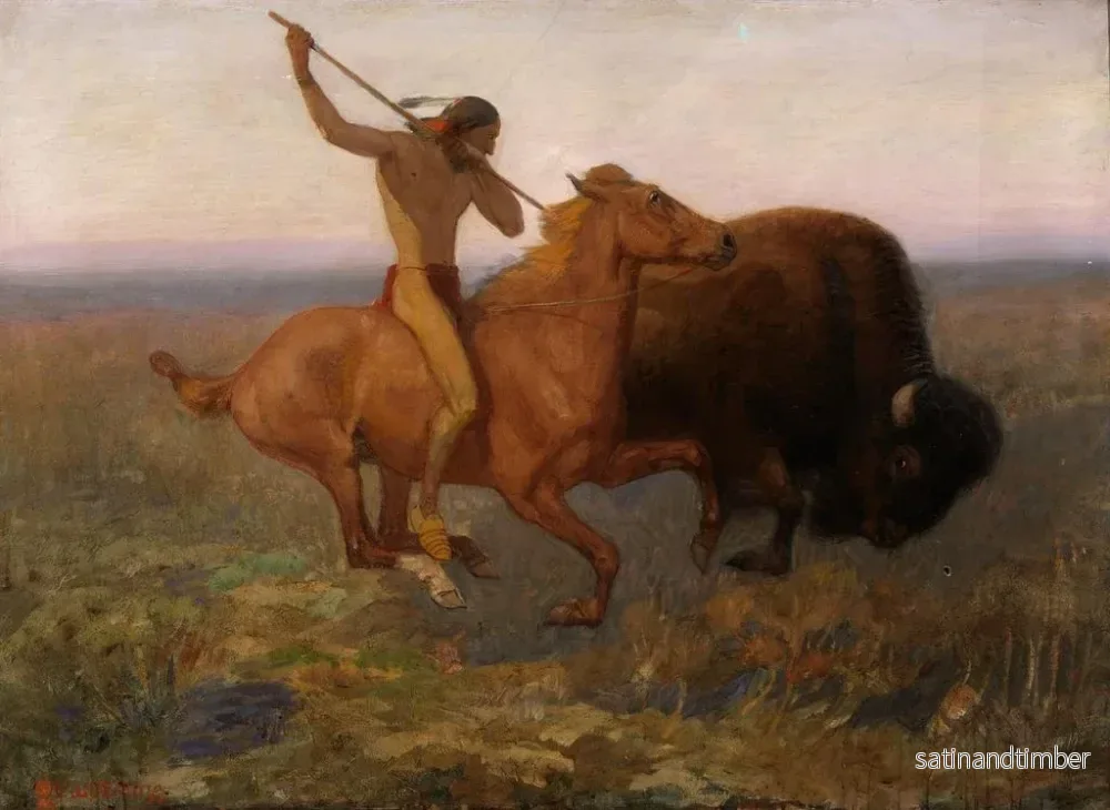 Reproduktion av målningen av indianjakt på bison - Edwin Willard Deming - Bild 2