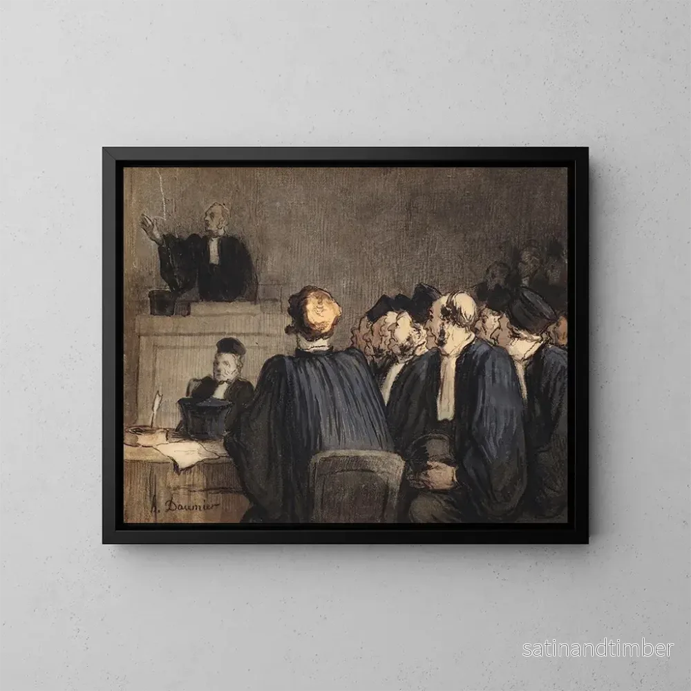 Reproduktion av målningen av domstols scen - Honoré Daumier