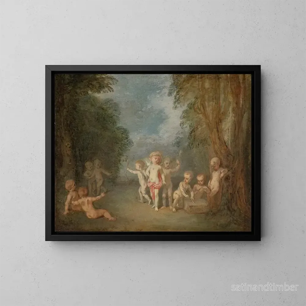 Reproduktion av målningen Le royaume de Cupidon - Jean-Antoine Watteau
