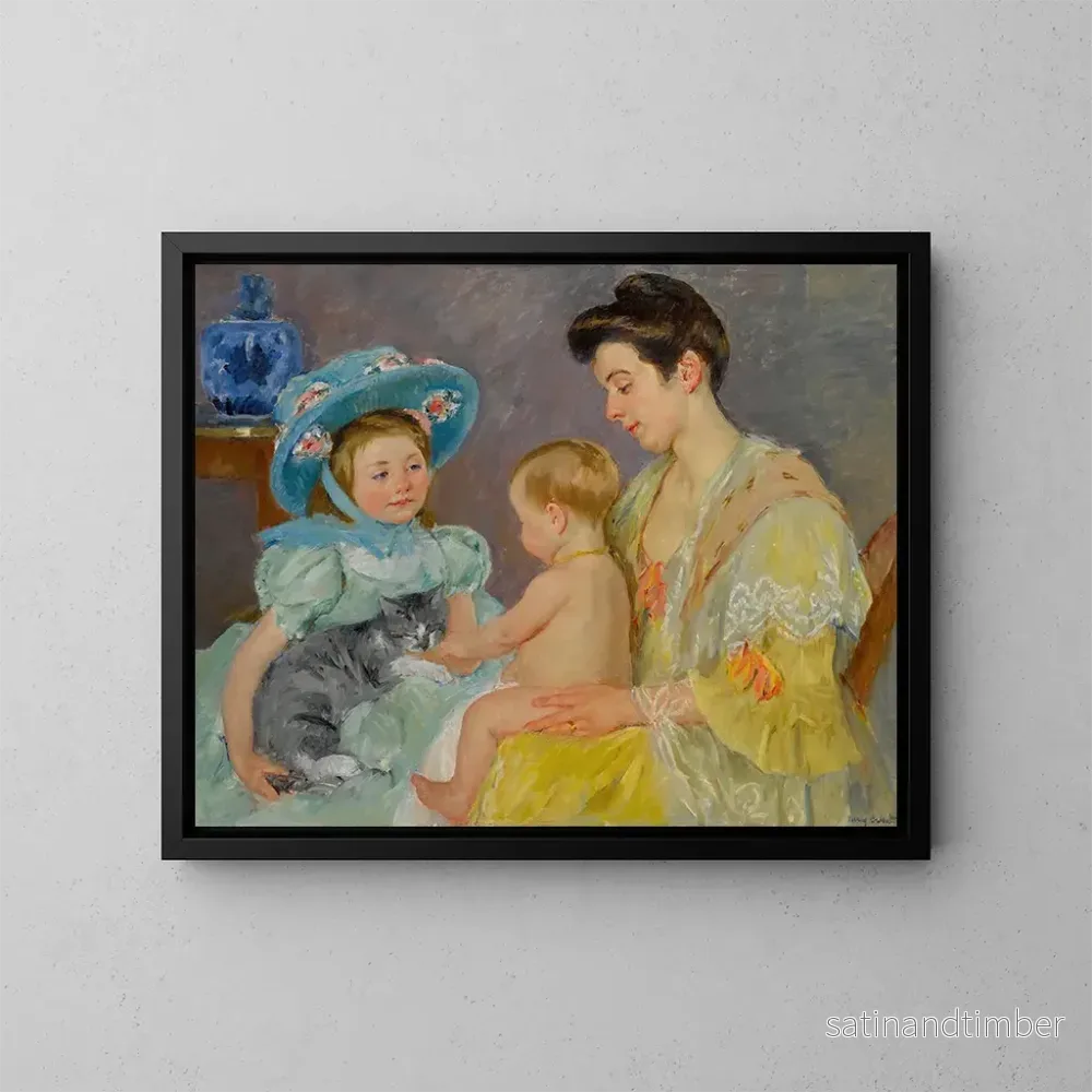 Reproduktion av målningen Barn som leker med en katt - Mary Cassatt