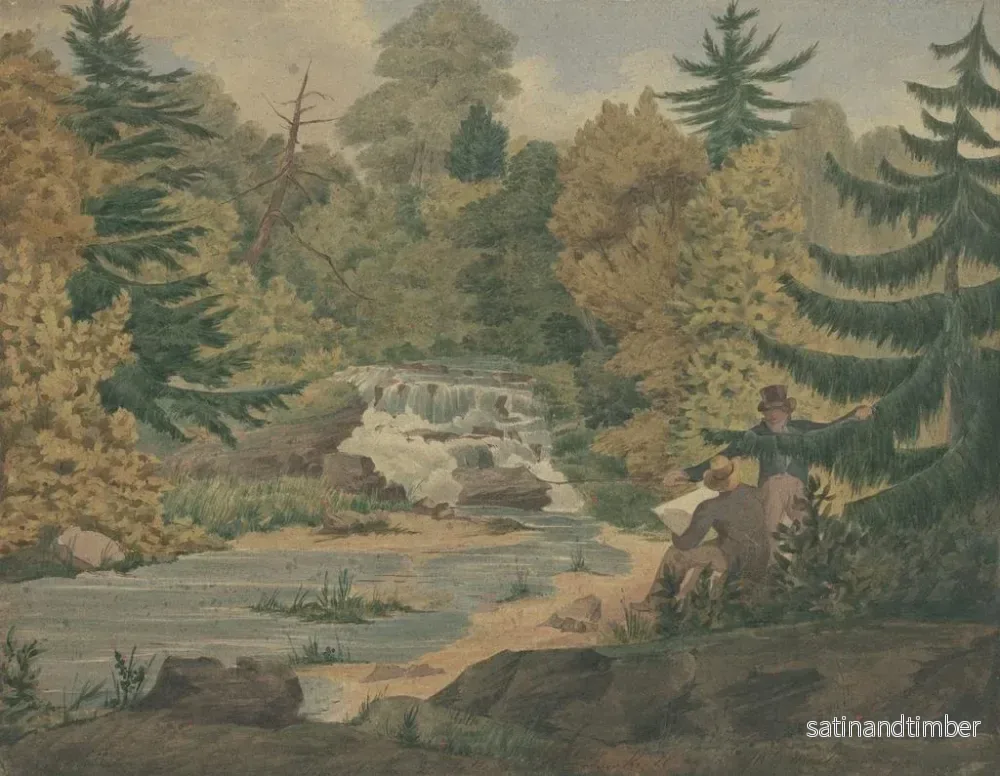 Reproduktion av målningen Vue des deuxièmes chutes sur la rivière Sawkill - John Rubens Smith - Bild 2