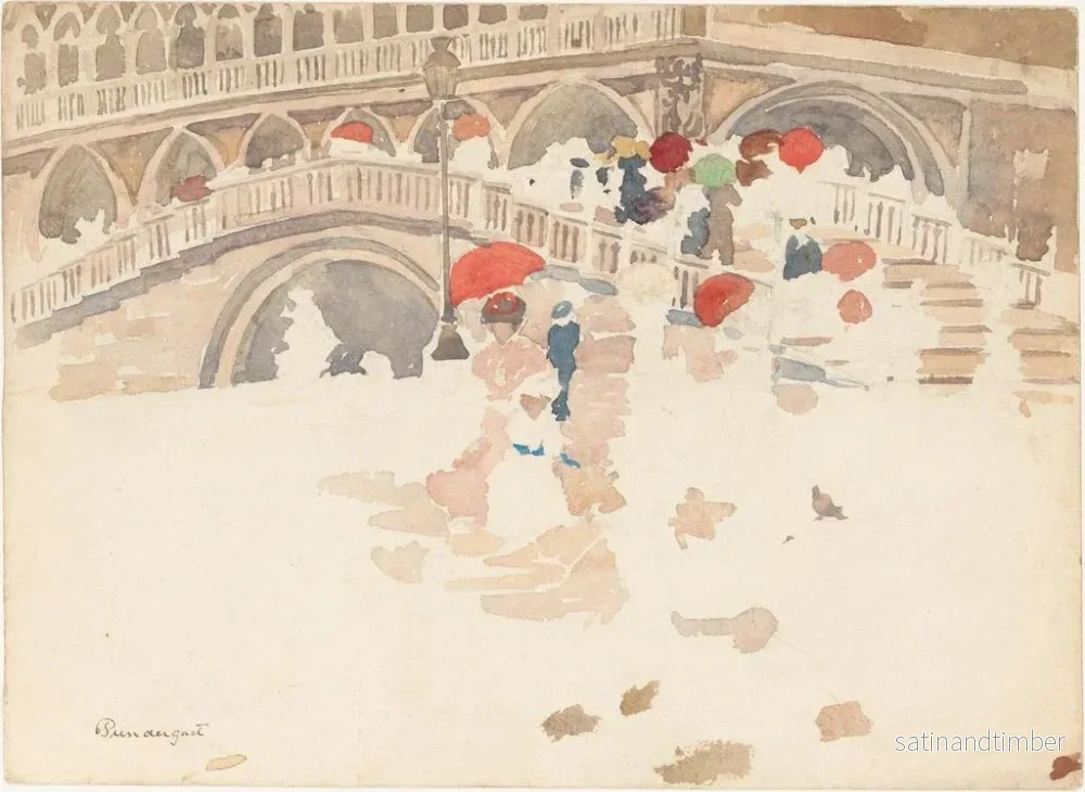 Reproduktion av målningen Paraplyer under regn i Venedig - Maurice Prendergast - Bild 2