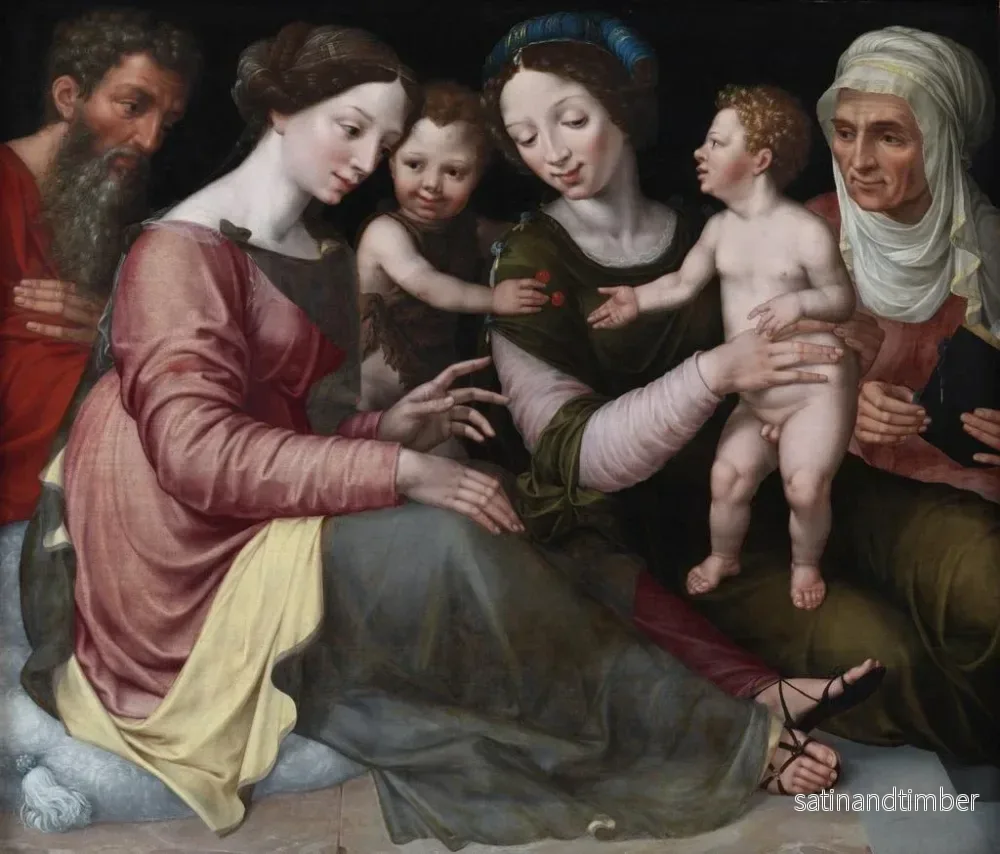 Reproduktion av målningen La Sainte Famille avec l'Enfant Saint Jean, Sainte Élisabeth et Sainte Anne - Vincent Sellaer - Bild 2