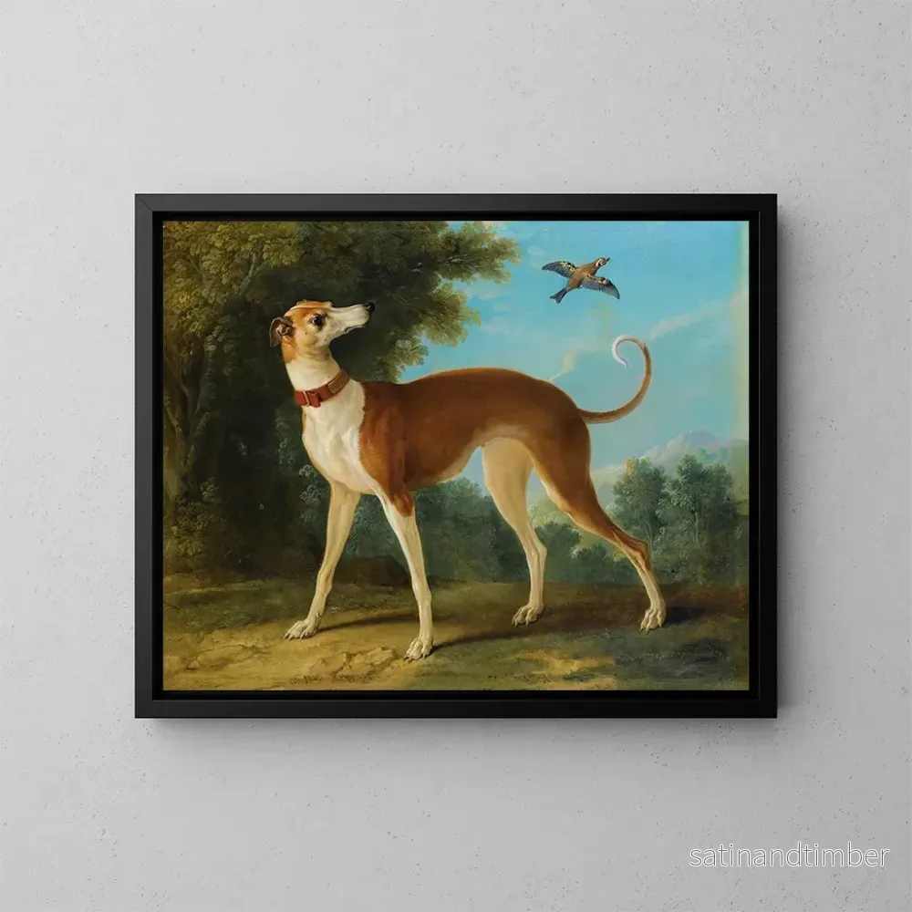 Reproduktion av målningen av Greyhound i ett landskap - Jean-Baptiste Oudry