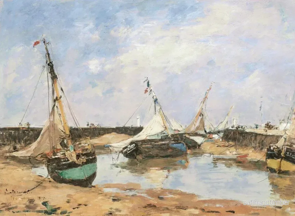 Reproduktion av målningen av Trouville-båtar mellan pirarna - Eugène Boudin - Bild 2