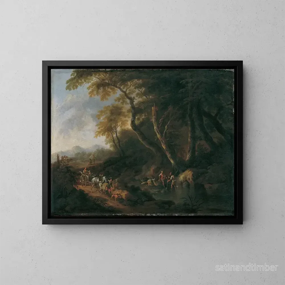 Reproduktion av målningen Landskapsbild med skog och en flod till höger - Maximilian Joseph Schinnagl