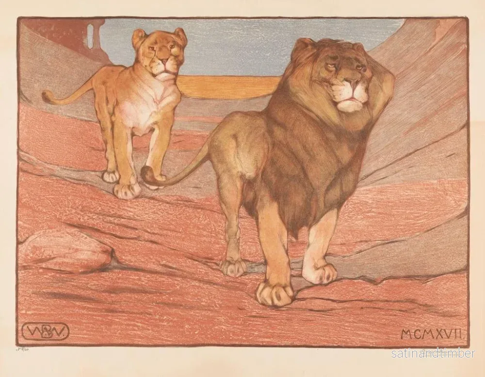 Reproduktion av målningen Lejon och lejoninna - Bernard Willem Wierink - Bild 2