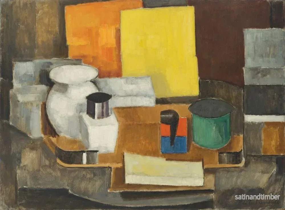 Reproduktion av målningen av stilleben med gul kvadrat - Roger de La Fresnaye - Bild 2
