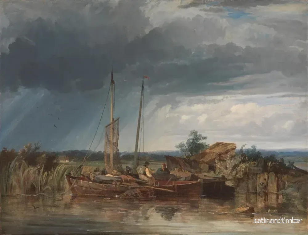 Reproduktion av målningen Två fiskebåtar vid inre vattens stränder - George Chambers - Bild 2